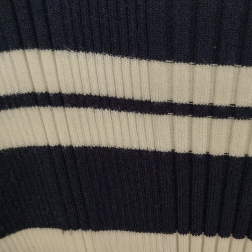 Hooked Up by IOI XL Navy White Striped Ribbed Knit Sweater NWOT Long Sleeve Top - Picture 3 of 8